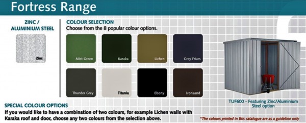 Colour range Fortress sheds14